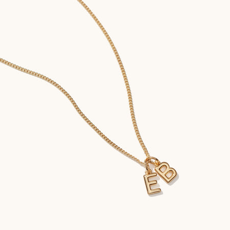 Mini Double Letter Necklace Gold